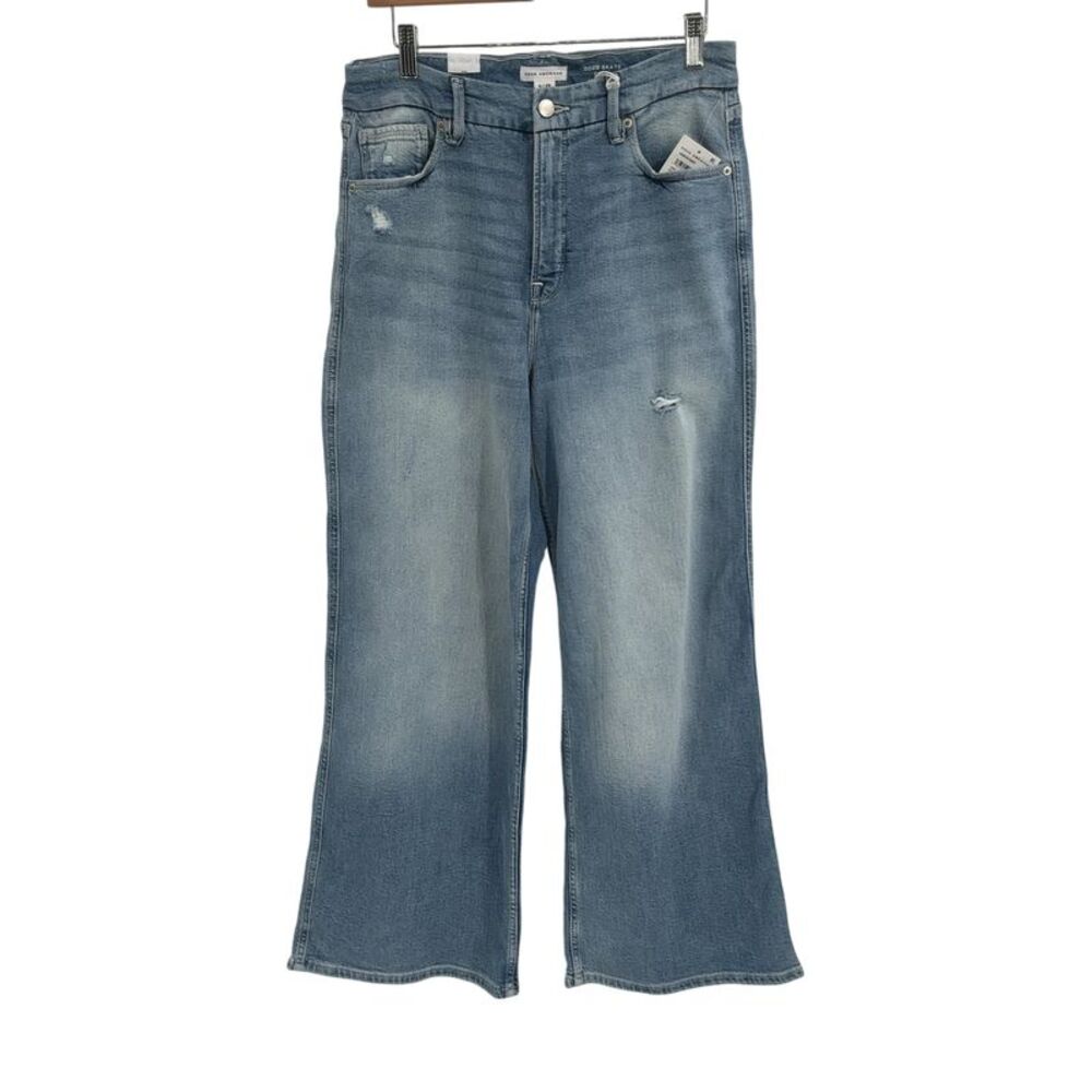 Good American Good Skate Wide Crop Jeans Blue 8